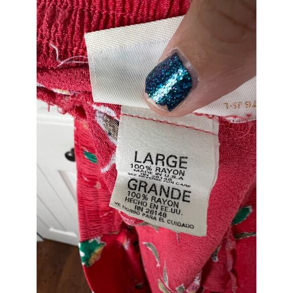 Vintage Jaclyn Smith Red Rayon Knee Length Floral Boho Skirt Women's Size Large - Picture 5 of 8